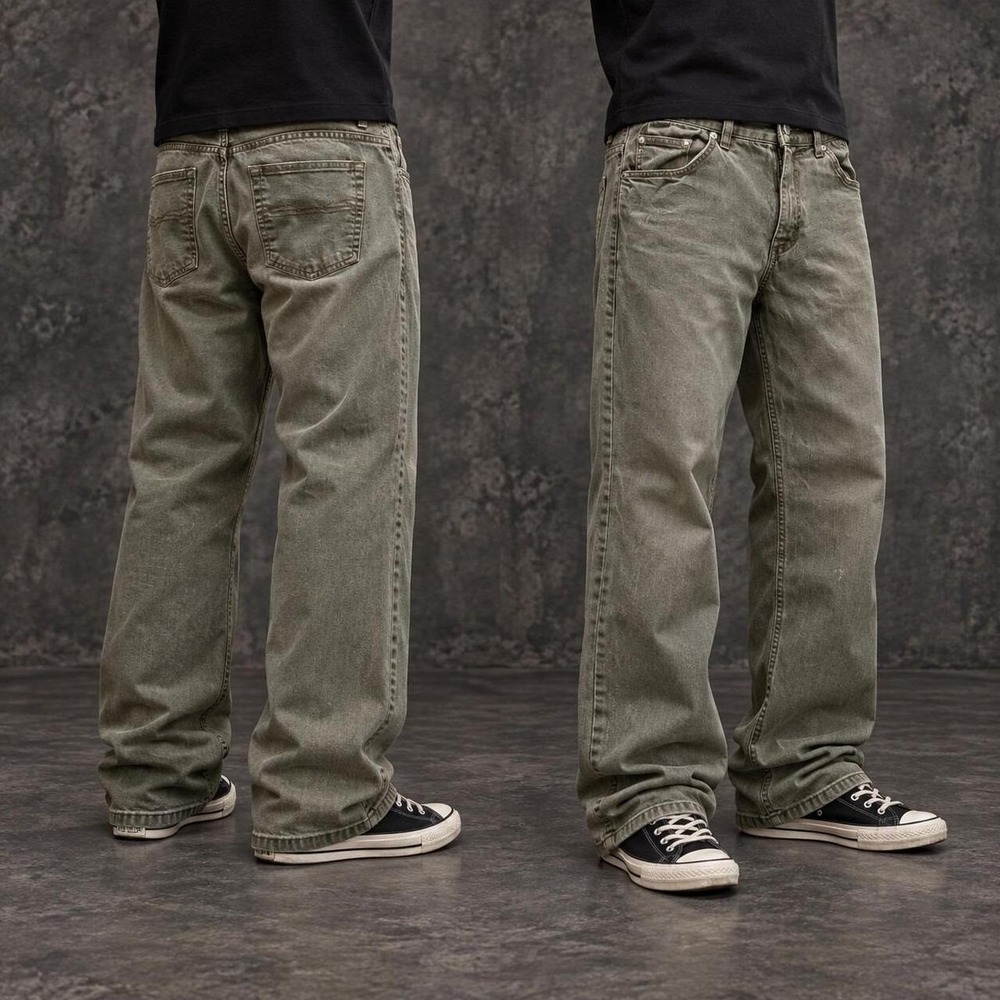 30x32 Olive Green Straight Wide Leg Jeans Grunge Y2K